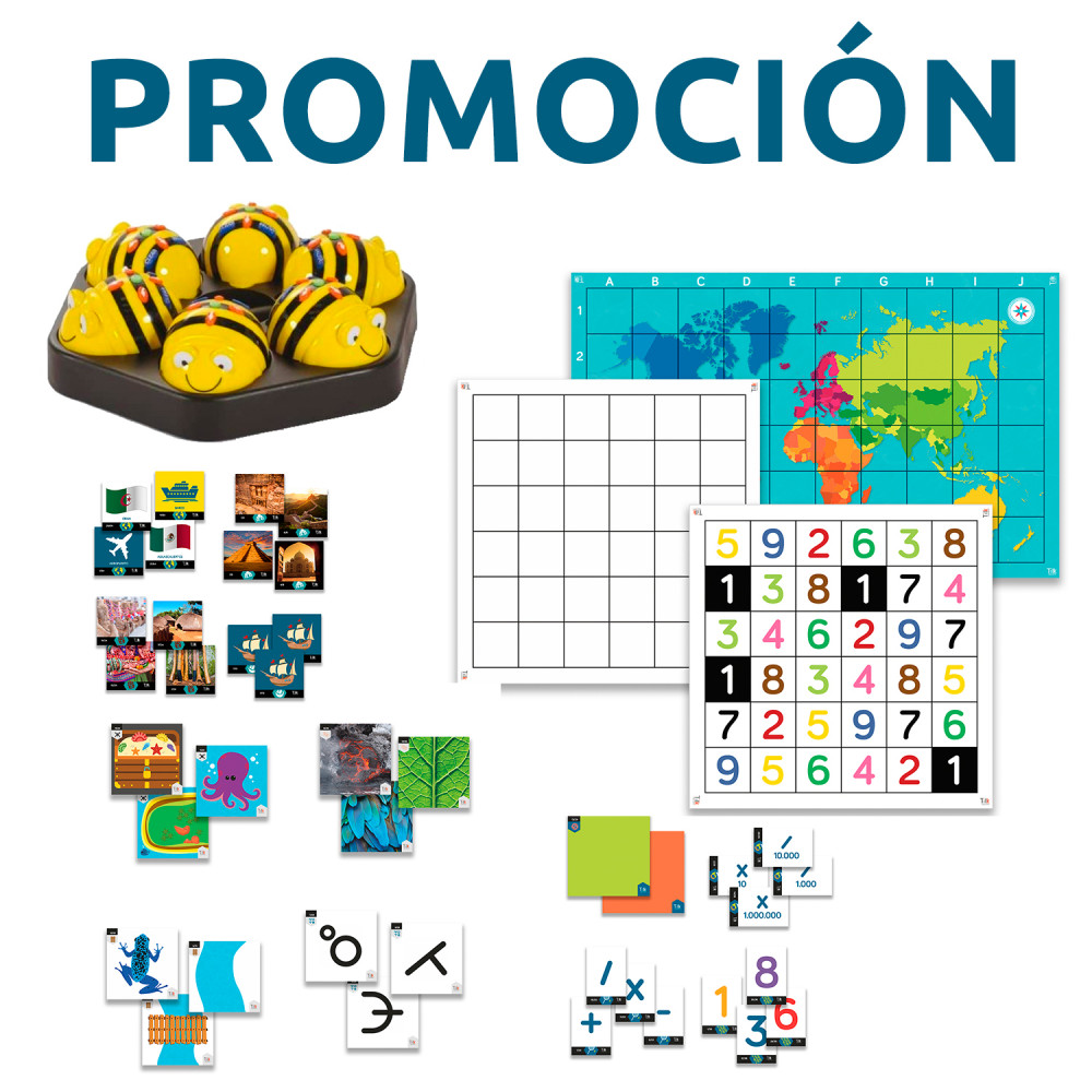 PROMOCIÓN: Pack Aula Primaria con tapetes y actividades + 6 Bee-Bot y estación de carga PROMOCIÓN: Pack Aula Primaria con tapetes y actividades + 6 Bee-Bot y estación de carga
