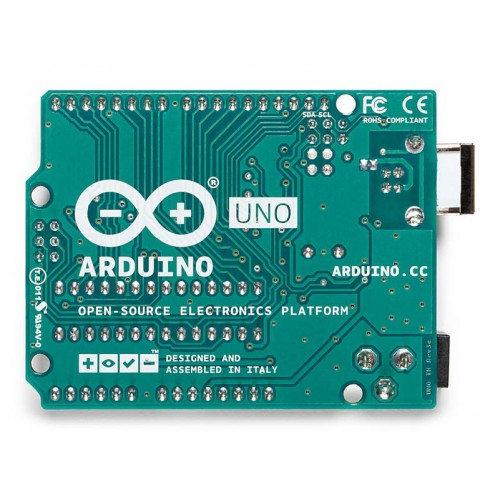 Trasera de la placa Arduino UNO REV3