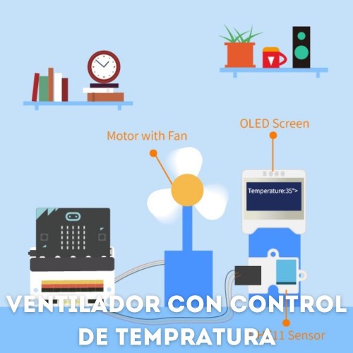 Ventiladores con control de temperatura con Smart Health Kit de micro:bit