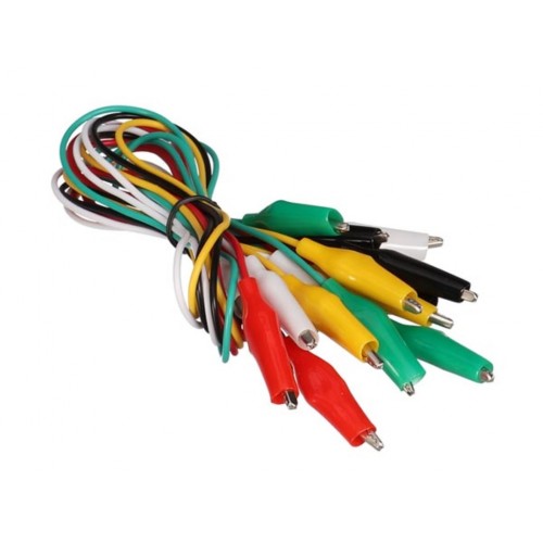 PACK 10 CABLES CON PINZAS COCODRILO 50CM