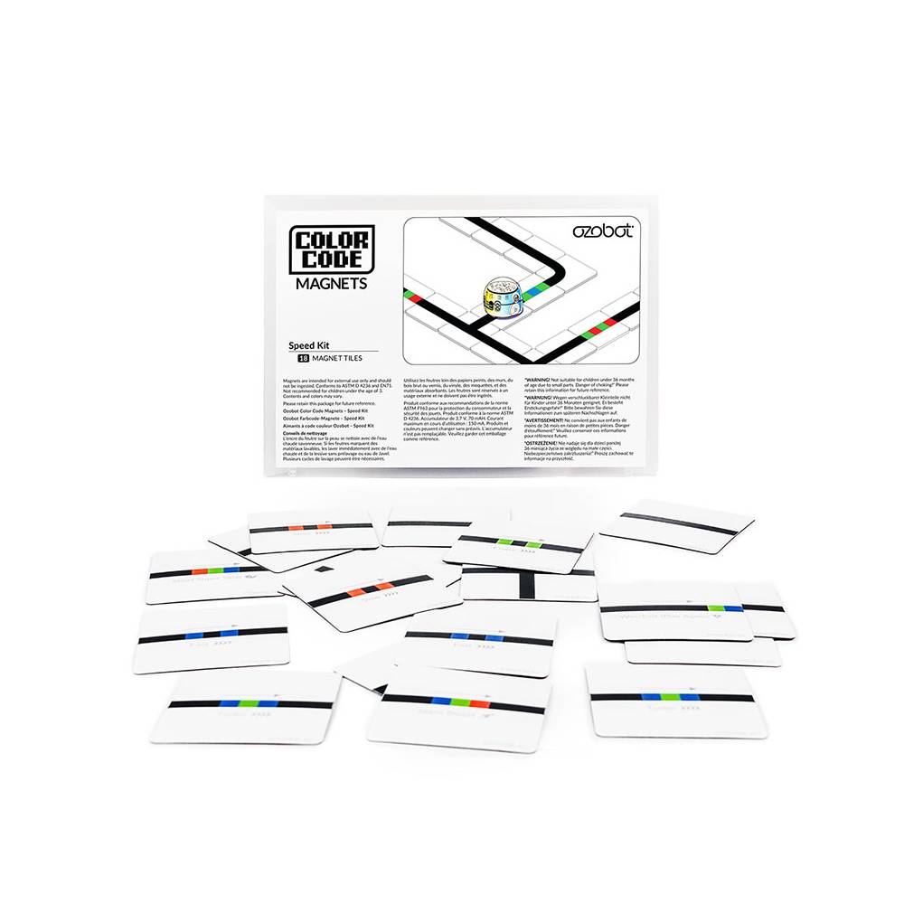 Imanes de código de color para Ozobot. Kit velocidad. Contenido