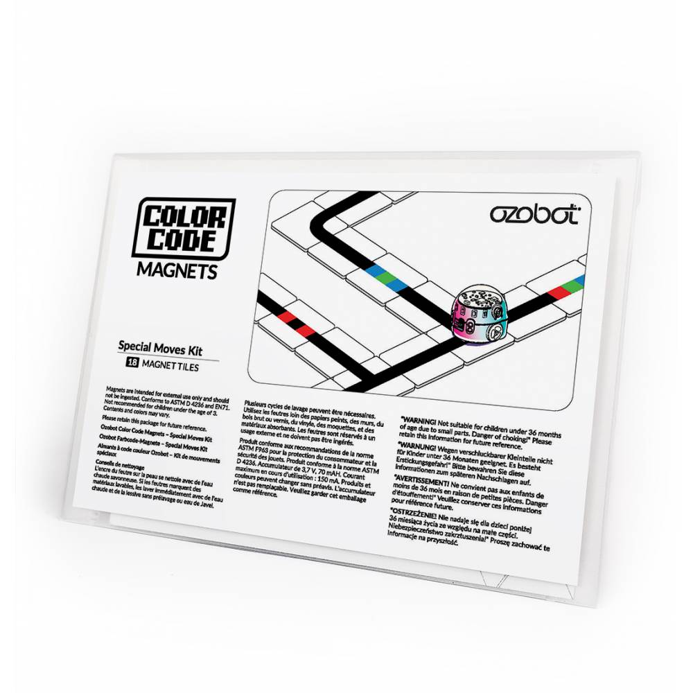 Imanes de código de color para Ozobot. Kit movimientos especiales. Caja