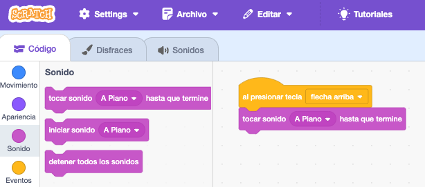 Programación de piano en scratch