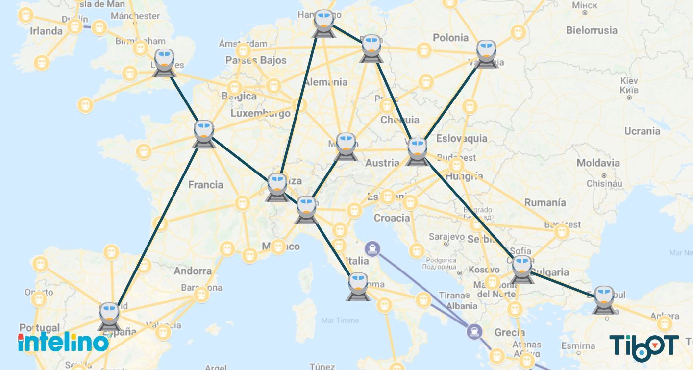 Europa en tren para tercer ciclo de primaria con intelino