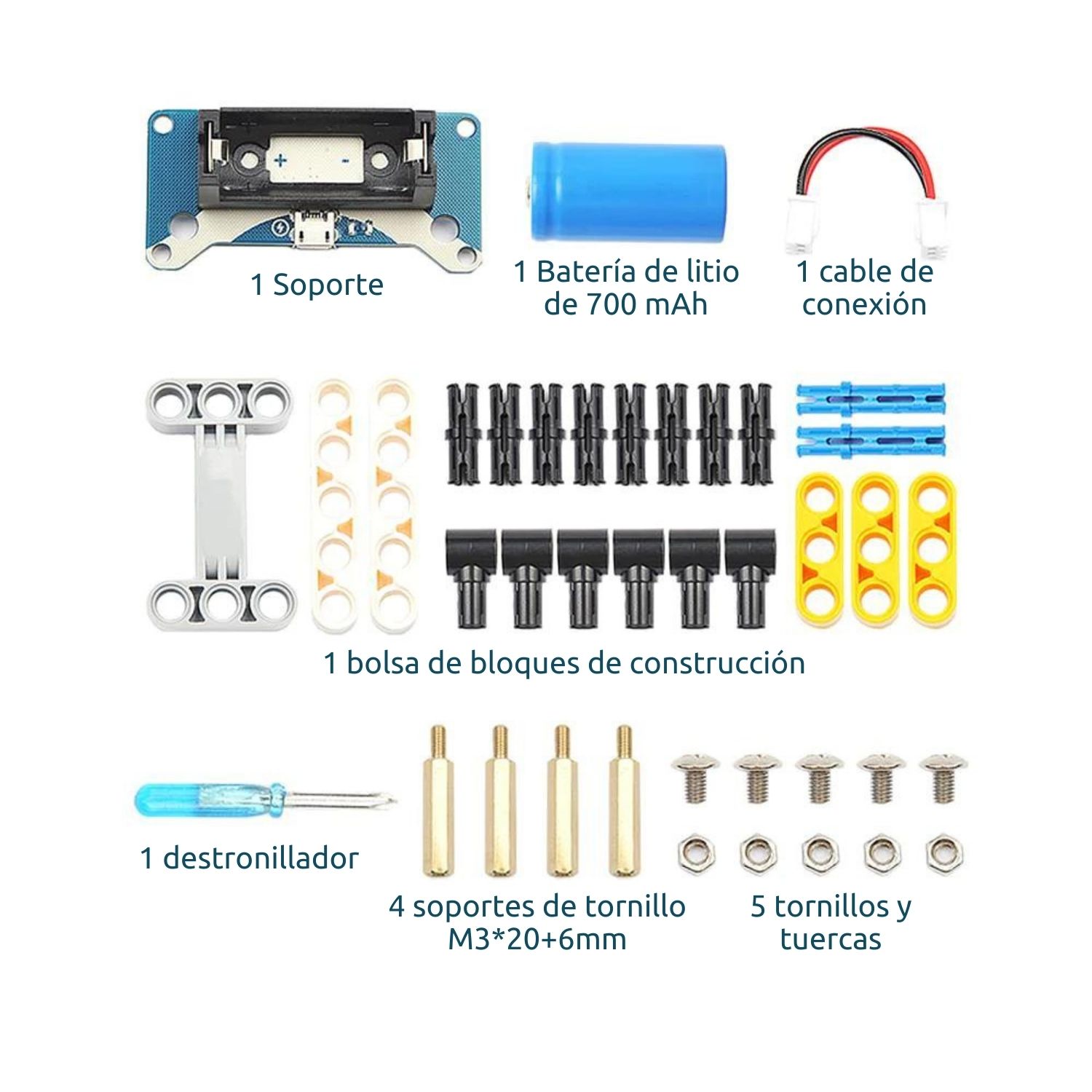 Contenido del pack batería de litio para Cutebot