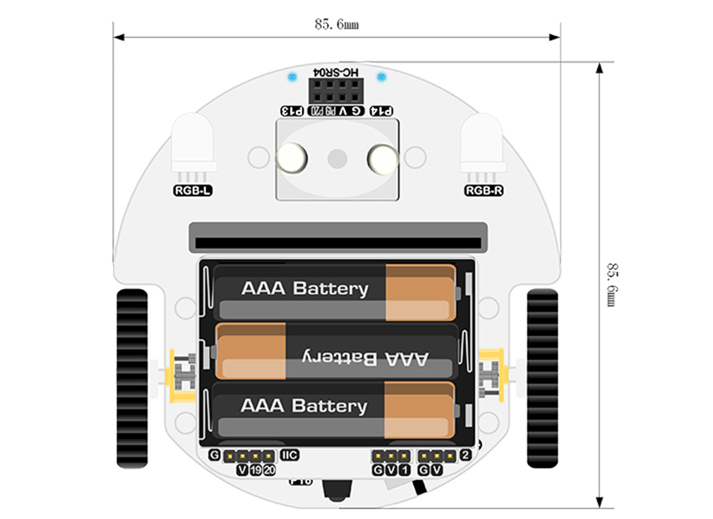 cutebor micro:bit dimensiones